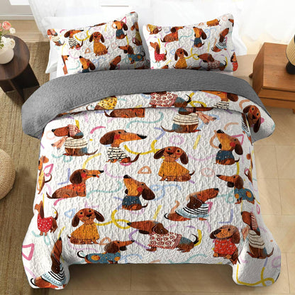 Shineful All Season Quilt 3-Piece Set Dachshund cute