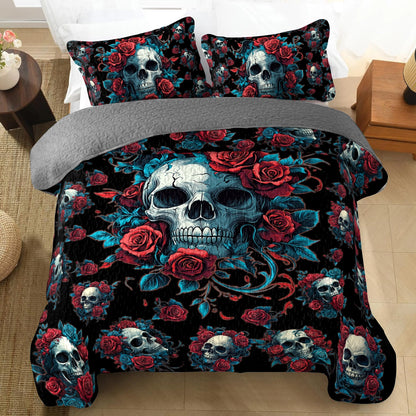 Shineful All Season Quilt 3-Piece Set - Skull Rose Charm