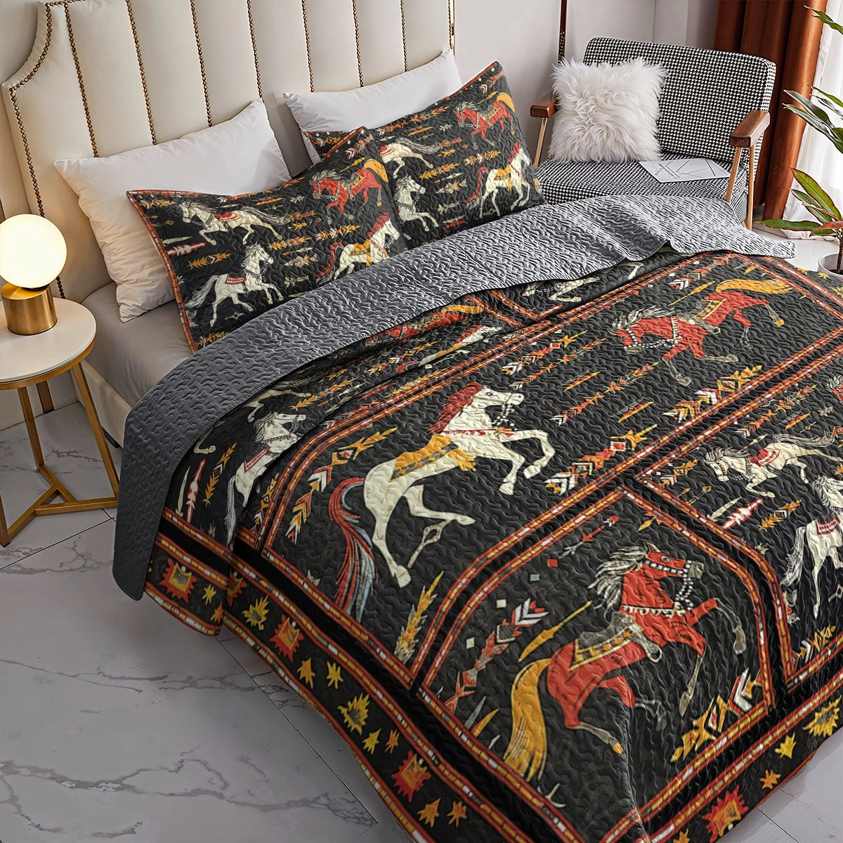 Shineful All Season Quilt 3-Piece Set Horse Mustang Majesty