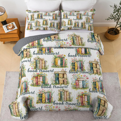 Shineful All Season Quilt 3-Piece Set Reading Booktrovert