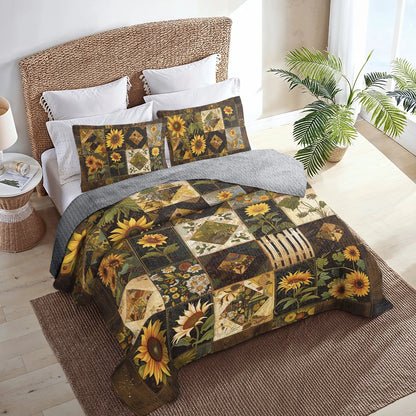 Shineful All Season Quilt 3-Piece Set Sunflower Golden Harves