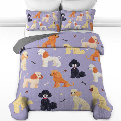 Shineful All Season Quilt 3-Piece Set Purple Poodle