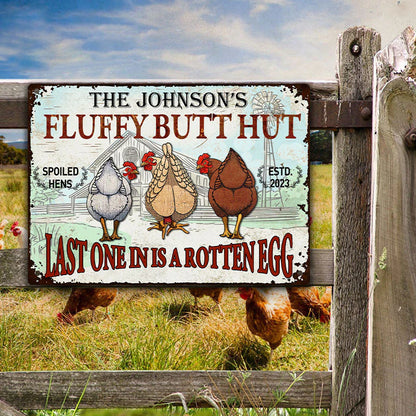 Shineful 2D Flat Print Metal Sign Personalized Chicken Fluffy Butt Hut Nuggets