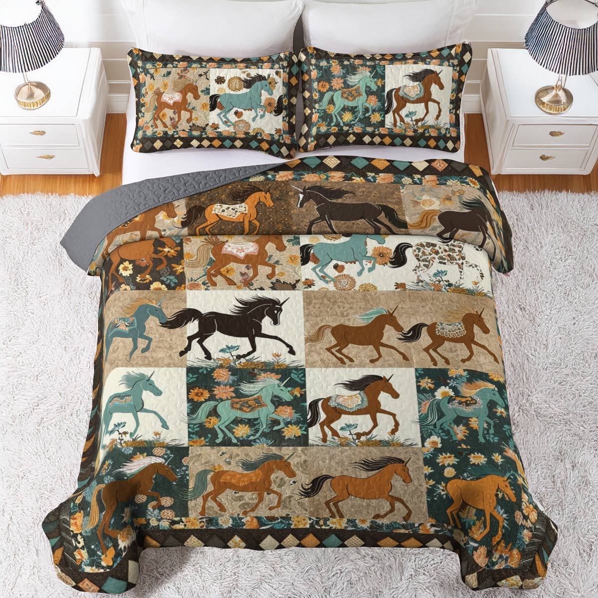 Shineful All Season Quilt 3-Piece Set Horse Heaven