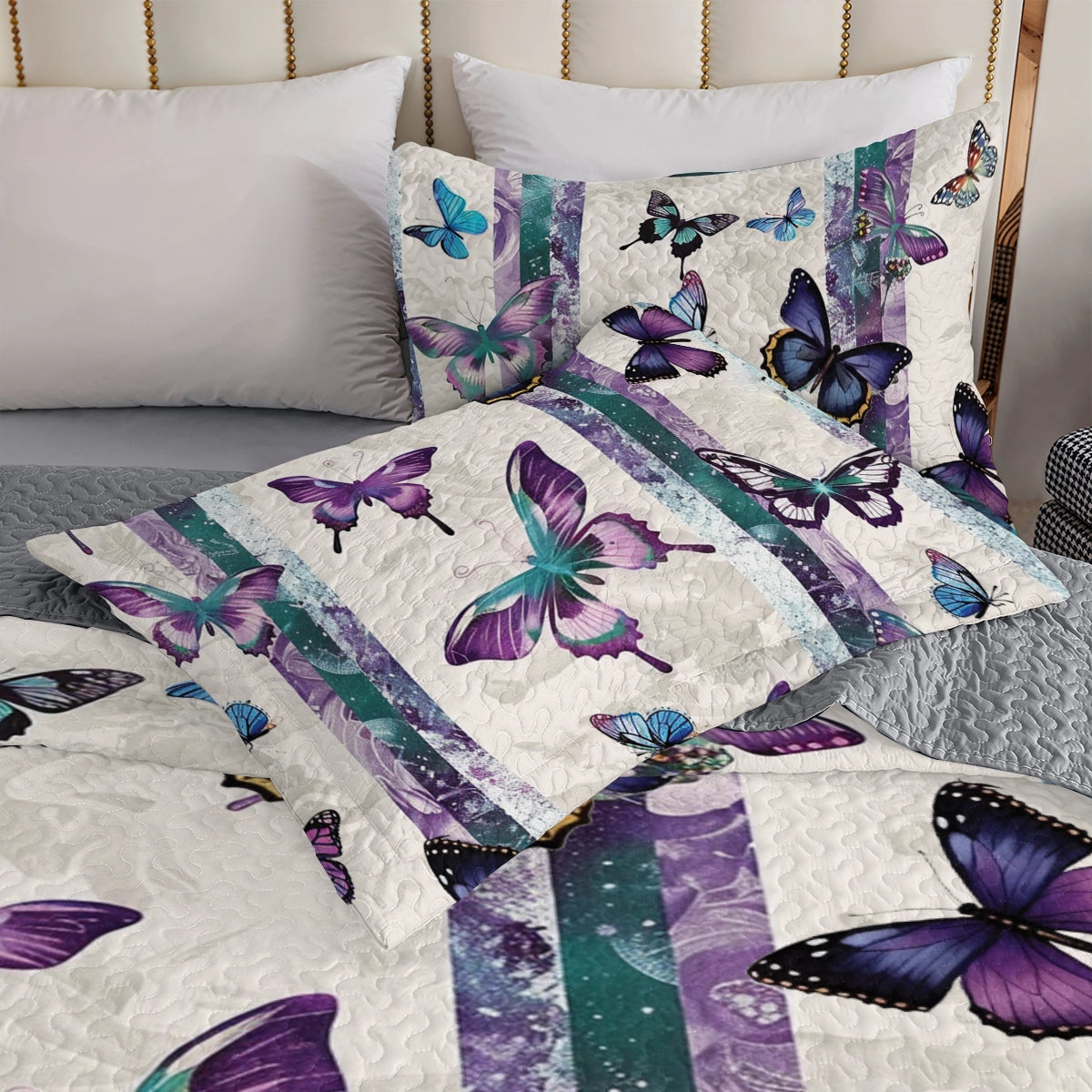 Shineful All Season Quilt 3-Piece Set Fluttering Elegance Butterfly