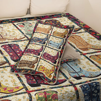 Shineful All Season Quilt 3-Piece Set Floral Cowgirl Dreams