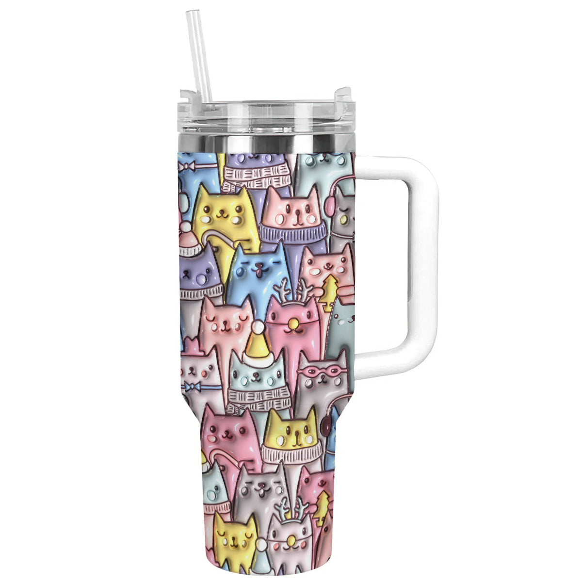 Cat 40 Oz Shineful™ Tumbler 3D Nl09 White 40Oz