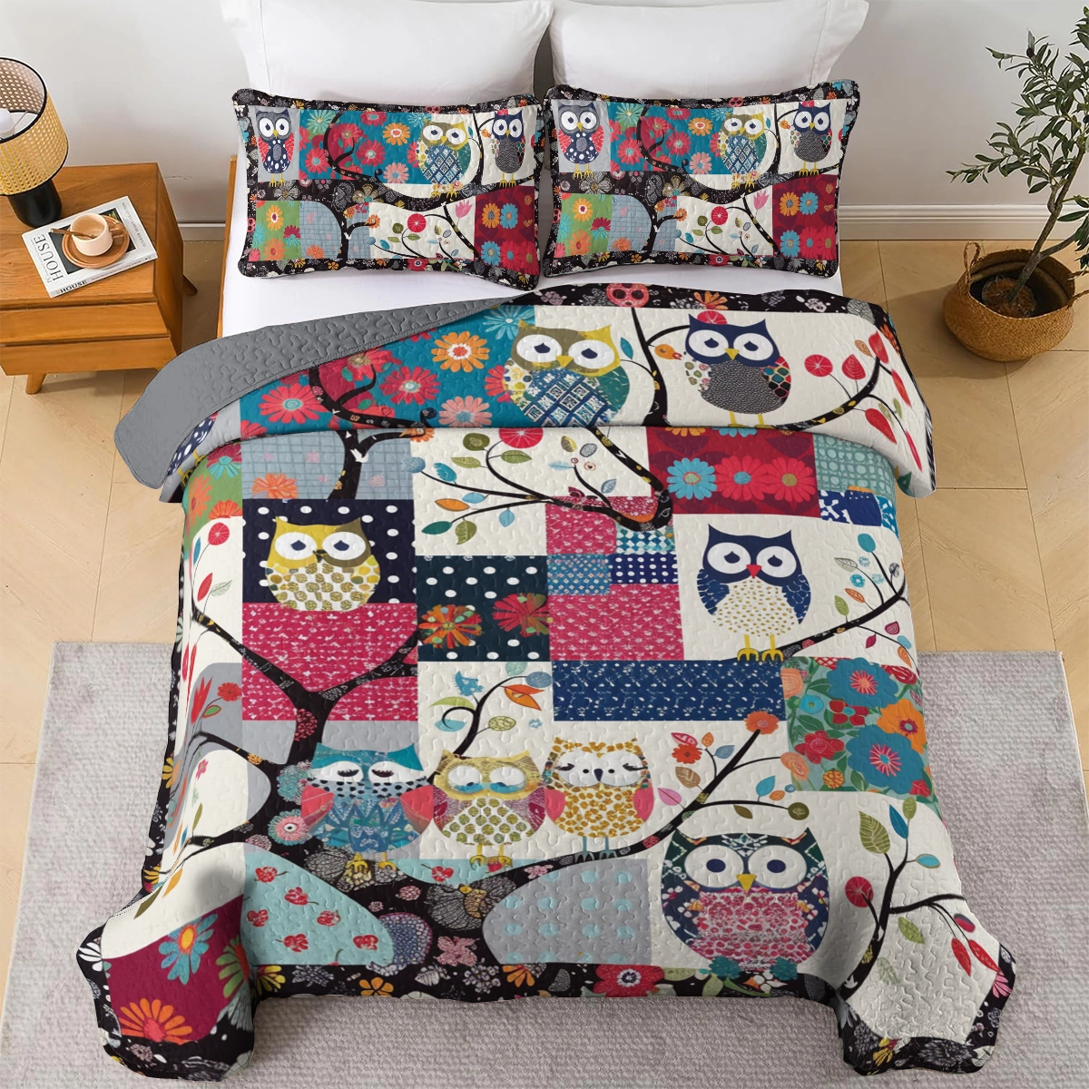 Shineful All Season Quilt 3-Piece Set Playful Owl