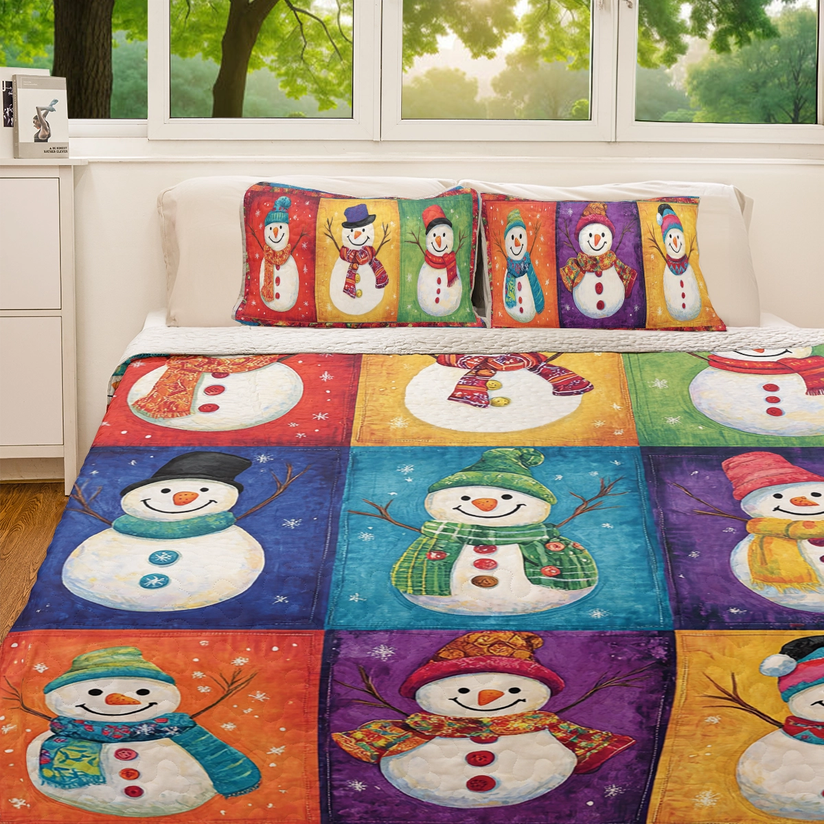 Shineful All Season Quilt 3-Piece Set - Christmas Jolly Snowmen