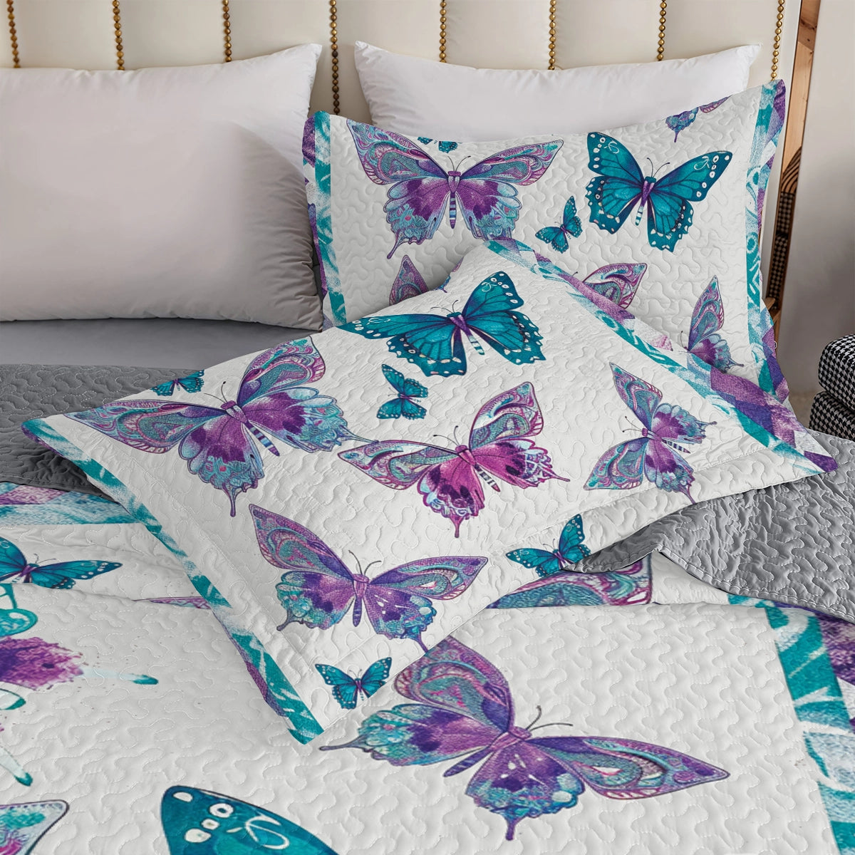 Shineful All Season Quilt 3-Piece Set Ethereal Butterfly Symphony