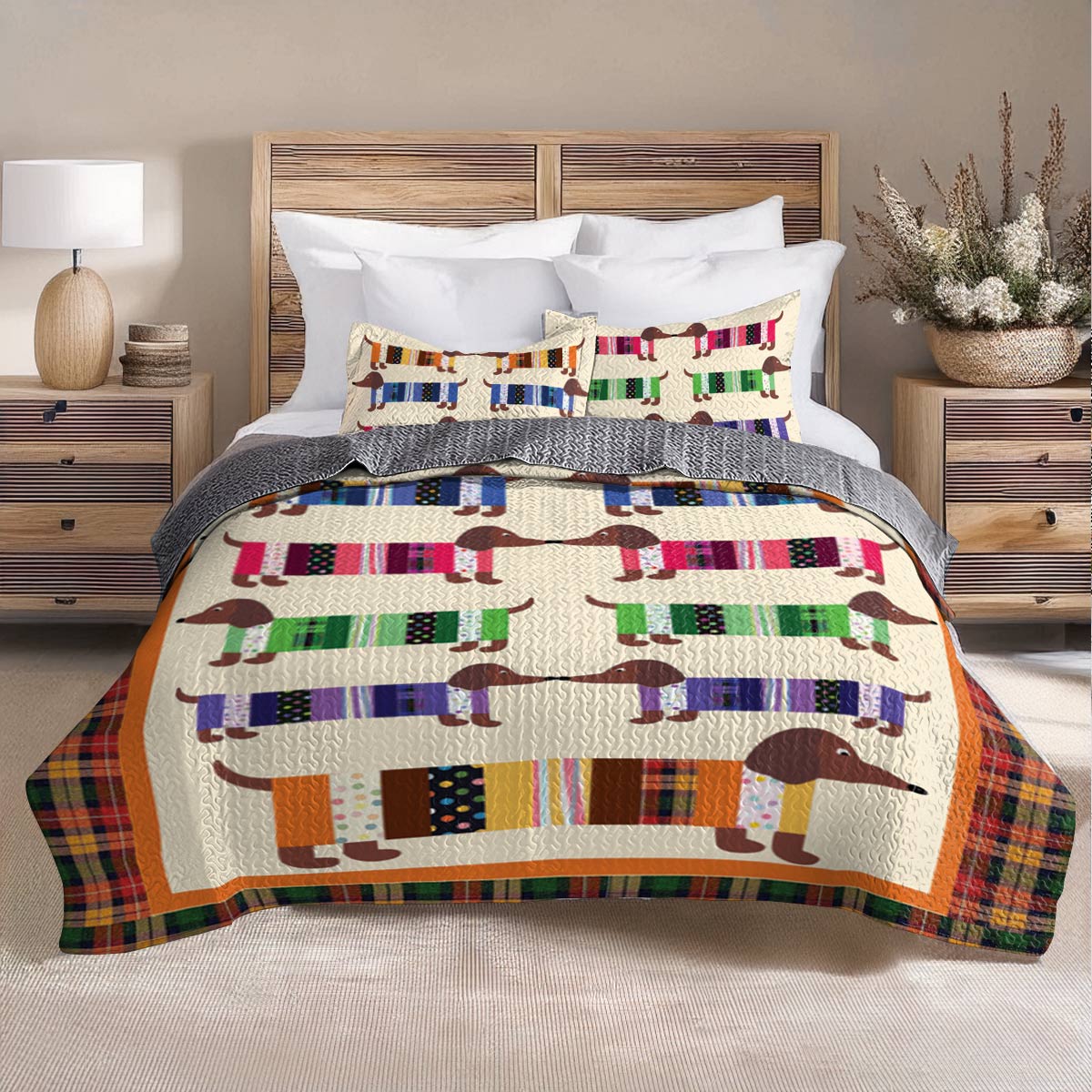 Shineful All Season Quilt 3-teiliges Set Mein bunter Dackel 