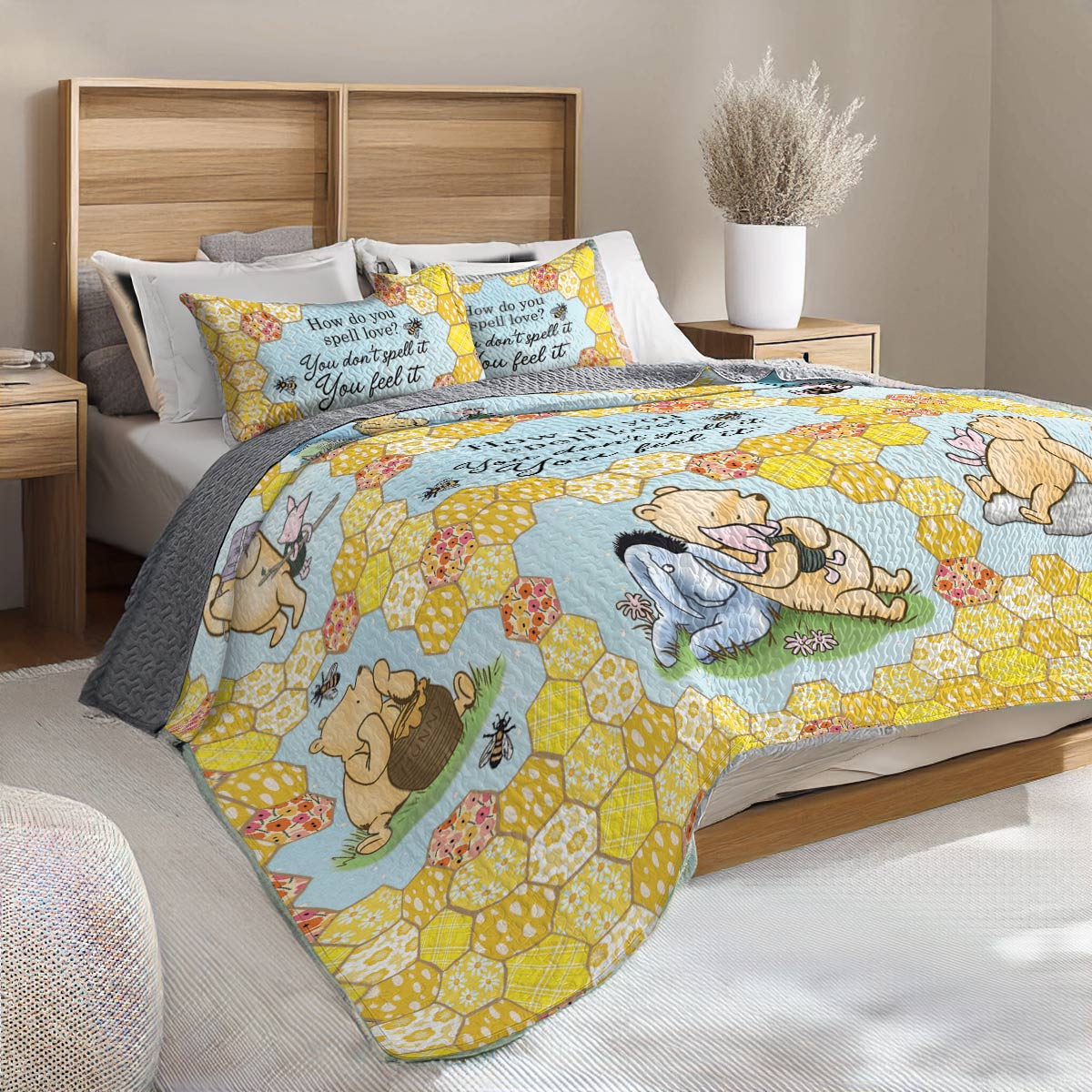 Shineful All Season Quilt 3-Piece Set Pooh The Love 2