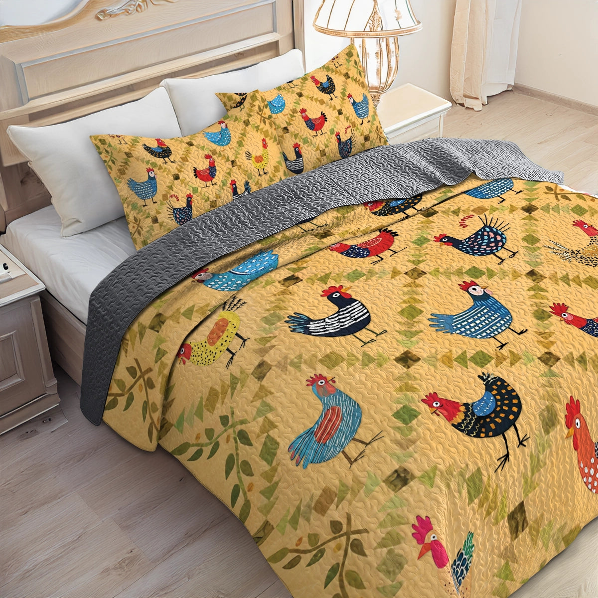 Shineful All Season Quilt 3-Piece Set - Chicken Cluckin' Cozy