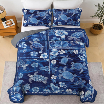 Shineful All Season Quilt 3-Piece Set Sea Turtle Ocean Harmony