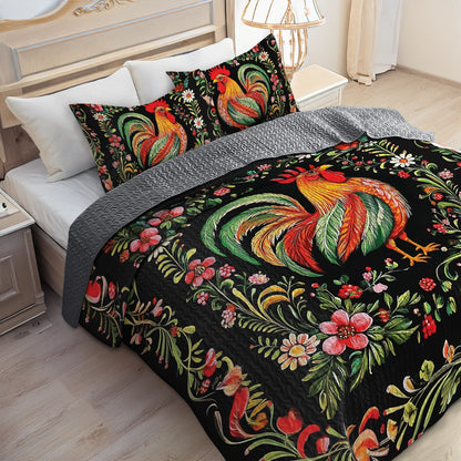 Shineful All Season Quilt 3-Piece Set - Chicken Folklore Rooster