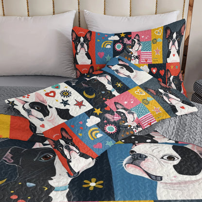 Shineful All Season Quilt 3-teiliges Set Boston Terrier Bonanza