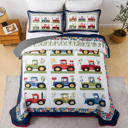 Shineful All Season Quilt 3-Piece Set Tractor Treasures