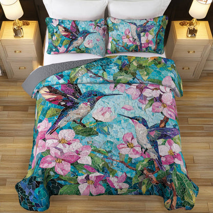 Shineful All Season Quilt 3-Piece Set Mosaic Hummingbirds