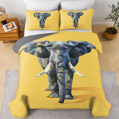 Shineful All Season Quilt 3-Piece Set Elephant Majesty