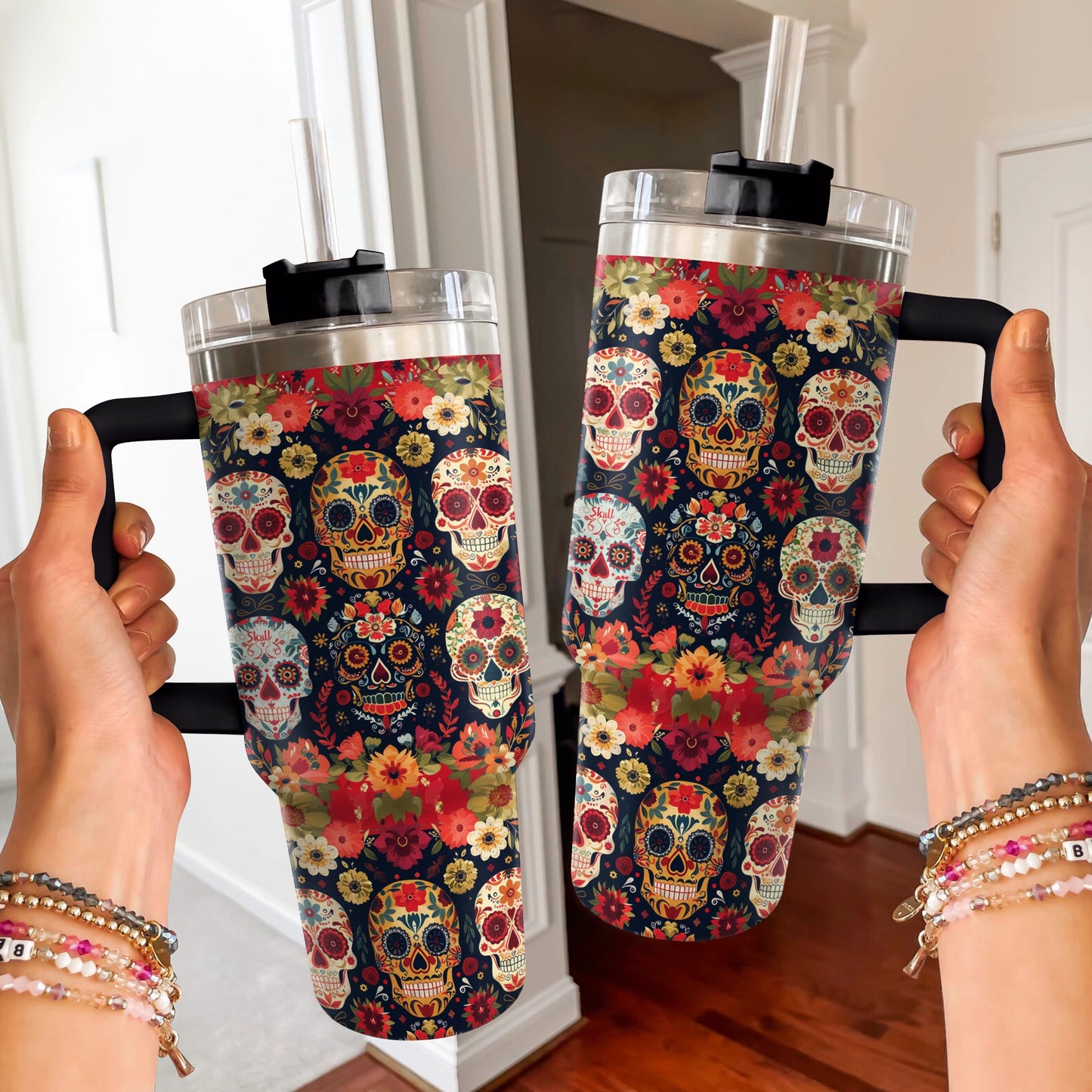 Shineful Tumbler Floral Skull