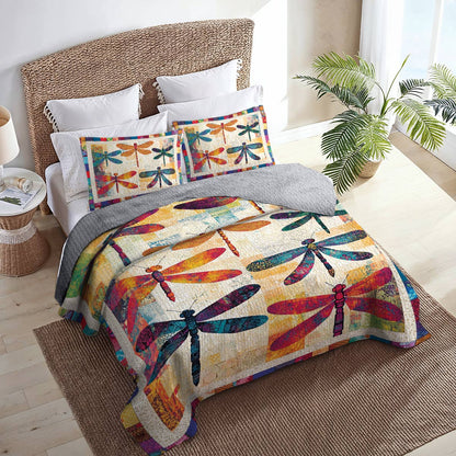 Shineful All Season Quilt 3-Piece Set Dragonfly Dreams Vintage