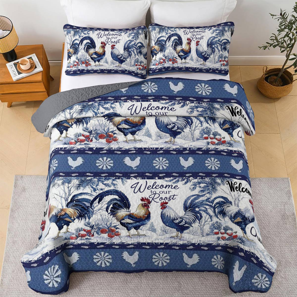 Shineful All Season Quilt 3-Piece Set Chicken Roost