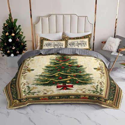 Shineful All Season Quilt 3-Piece Set Classic Christmas Tree