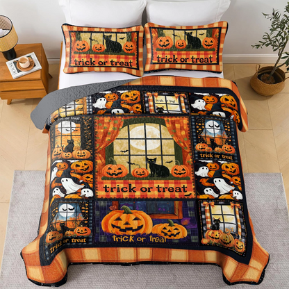 Shineful All Season Quilt 3-Piece Set Halloween Pumpkin Patch