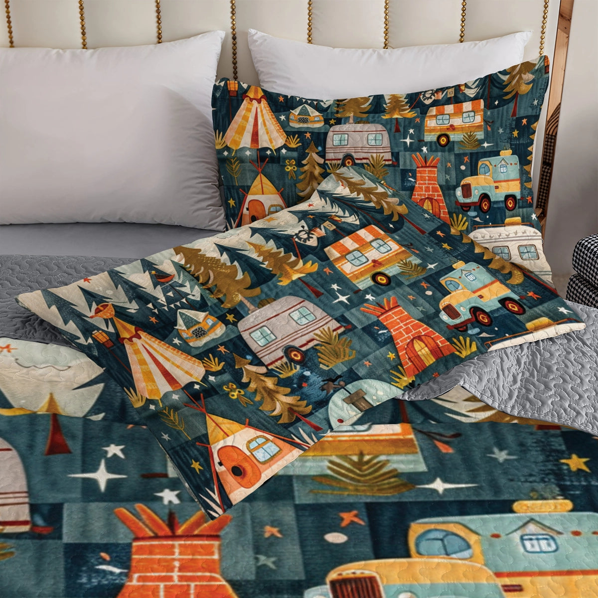 Shineful All Season Quilt 3-Piece Set Camping Starlit Campfire