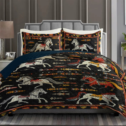 Shineful All Season Quilt 3-Piece Set Horse Wild West