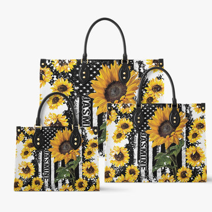 Sac en cuir brillant personnalisé Tournesol Hope Love