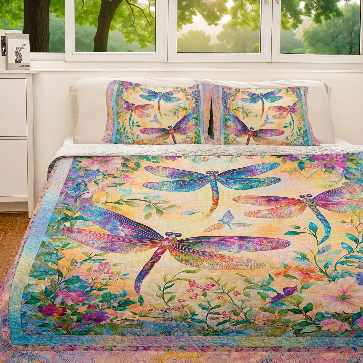 Shineful All Season Quilt 3-Piece Set - Kaleidoscope Dragonfly