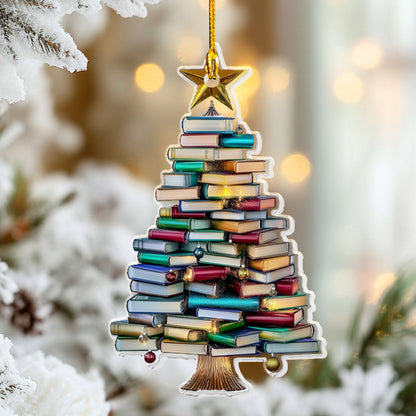 Shineful 2D Acrylic Ornament - Book Lover's Christmas Tree