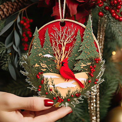 Shineful 2D Acrylic Ornament - Evergreen Cardinal