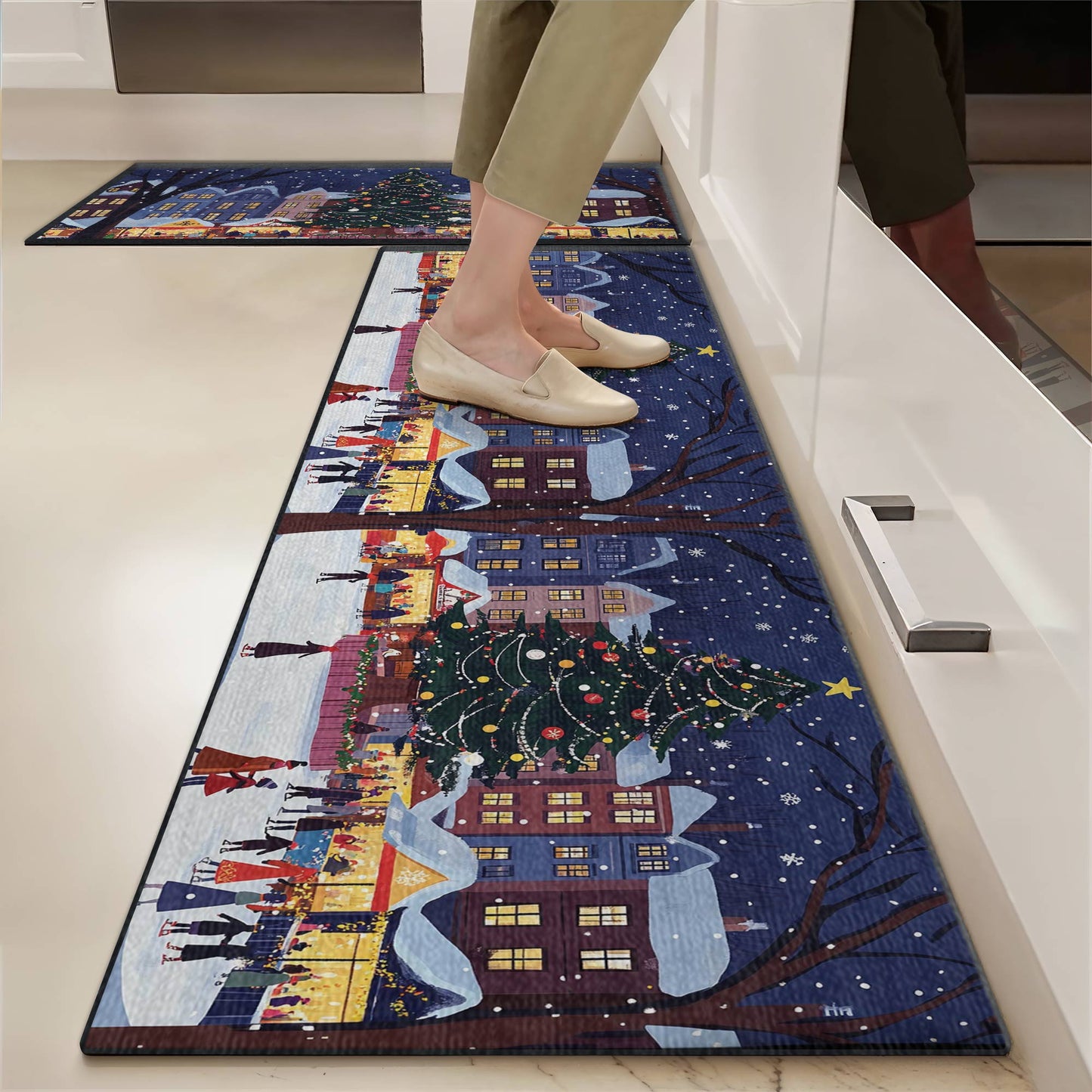 Shineful Ultra-Thin Non Skid Floor Mat, Kitchen Rugs Christmas Market