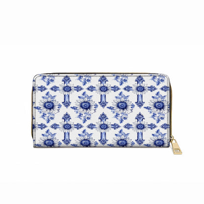 Shineful Leather Clutch Purse With Wristlet Strap Handle Sunflower Blooming With Grace