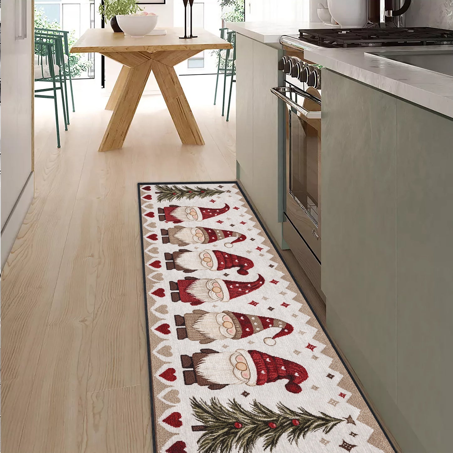 Shineful Ultra-Thin Non Skid Floor Mat, Kitchen Rugs Cozy Christmas Gnomes