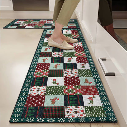 Tapis de sol antidérapant ultra fin Shineful, tapis de cuisine, motif teckel de Noël