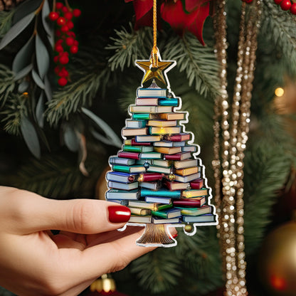 Shineful 2D Acrylic Ornament - Book Lover's Christmas Tree