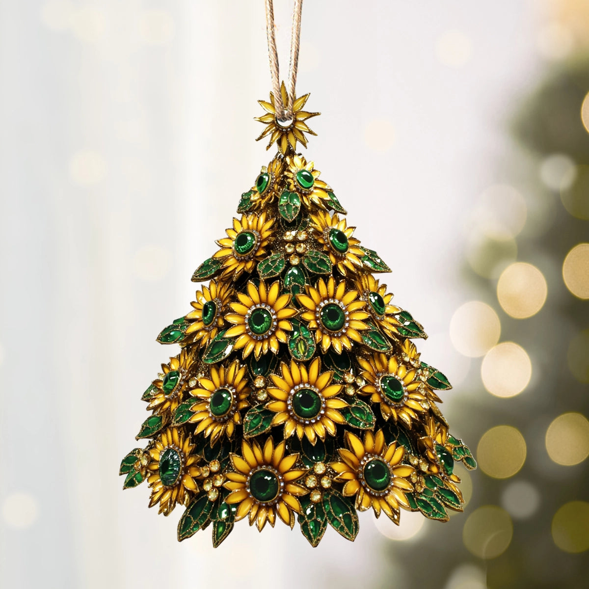 Shineful 2D Acrylic Ornament Golden Sunburst Christmas Tree