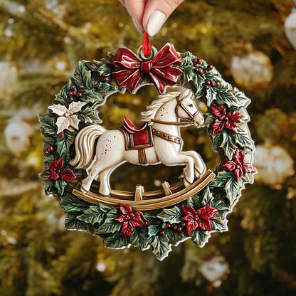 Shineful 2D Acrylic Ornament Holiday Rocking Horse Wreath