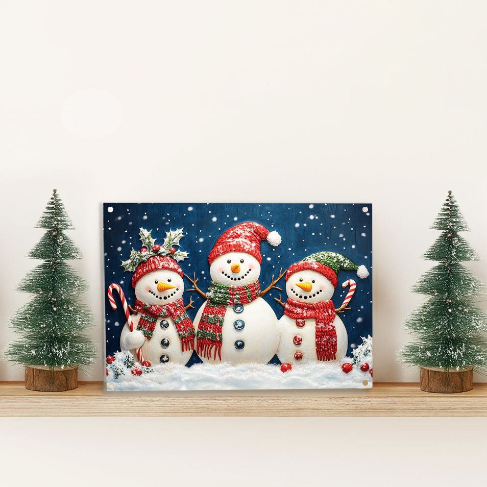 Shineful 2D Metal Sign Winter Friends Snowman