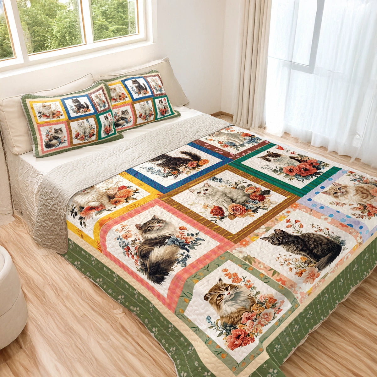 Shineful All Season Quilt 3-Piece Set - Purr-fectly Cozy Cat