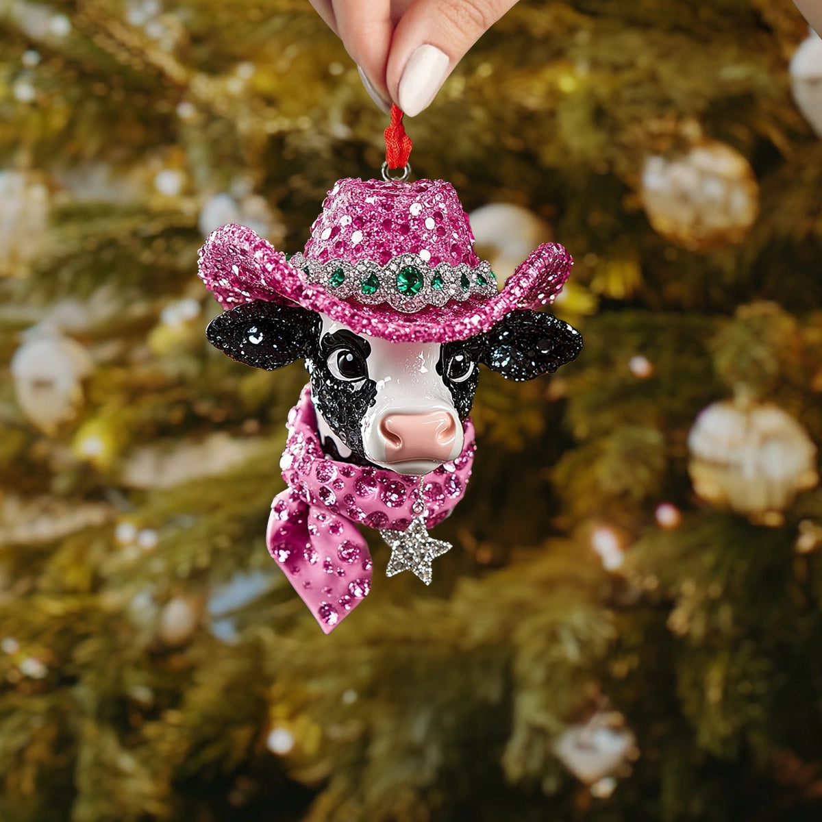 Shineful 2D Acrylic Ornament Sparkling Cowgirl Holiday