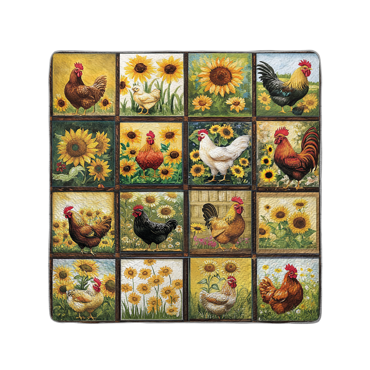 Shineful All Season Quilt 3-Piece Set Sunny Field Chicken