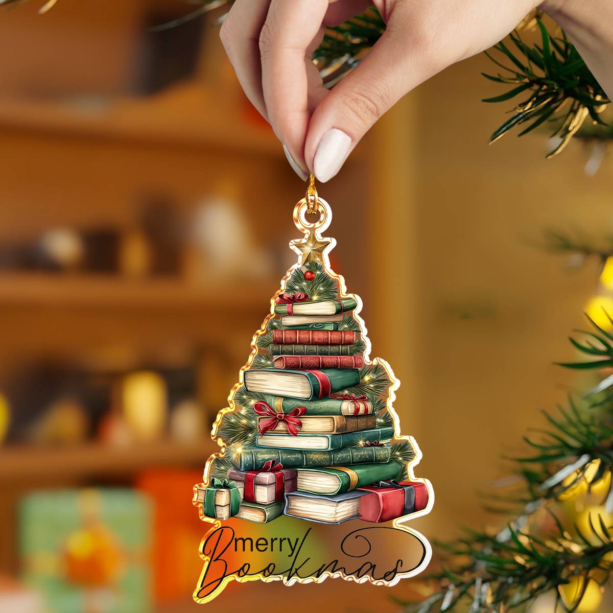 Shineful 2D Acrylic Ornament Merry Bookmas Tree