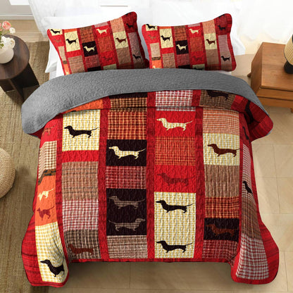 Shineful All Season Quilt 3-Piece Set Playful Dachshund