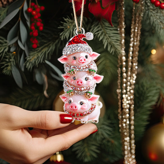 Shineful 2D Acrylic Ornament Twinkling Stack Of Piggies