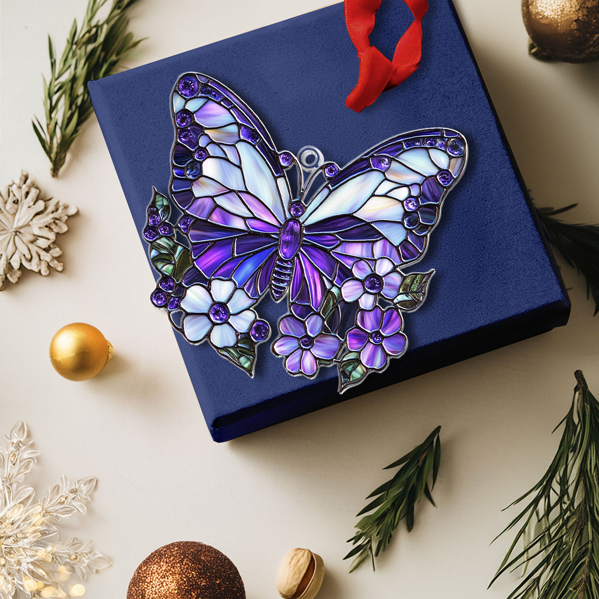 Shineful 2D Acrylic Ornament Shimmering Purple Butterfly