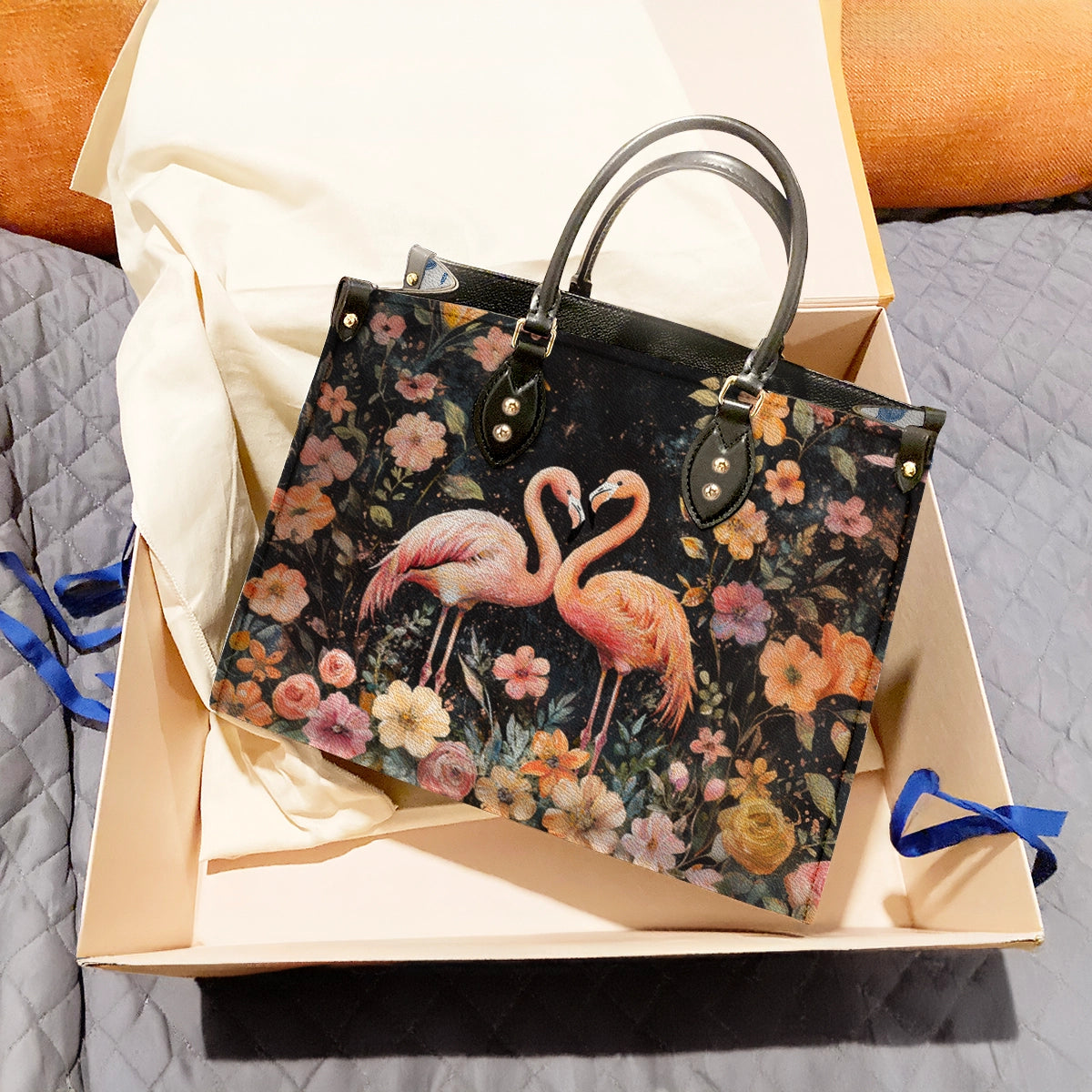 Shineful Leather Bag Floral Flamingo Bliss